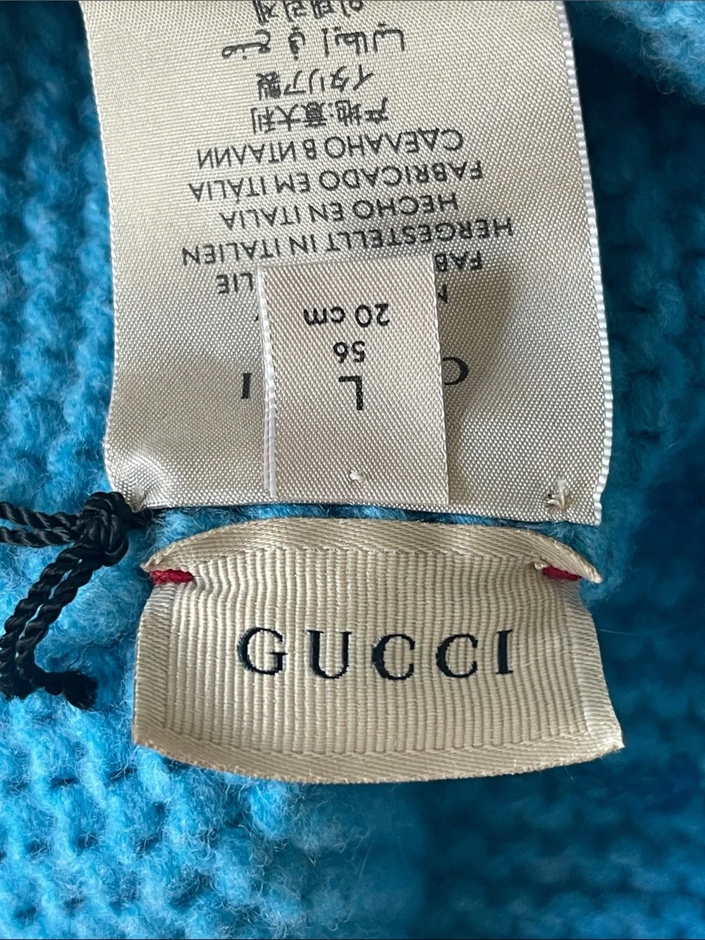 Gucci Kids Wool Turquoise Pom Pom Knit Hat